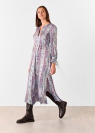 Mottled Snake Print Midi Dress