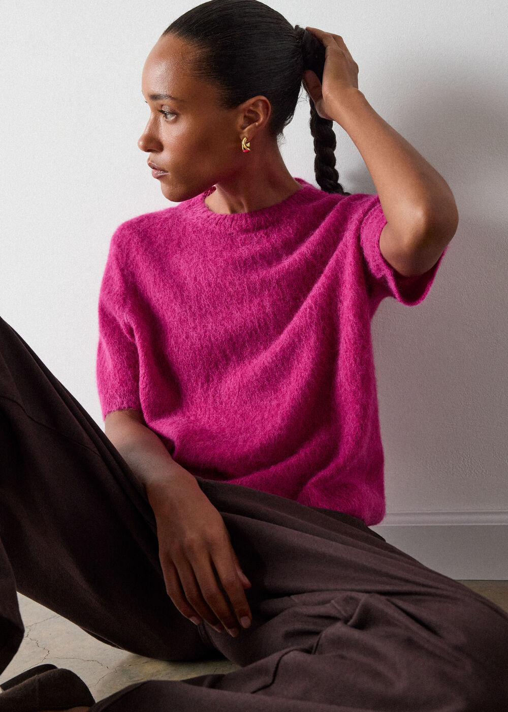 Pink Alpaca Mix Knitted Tee