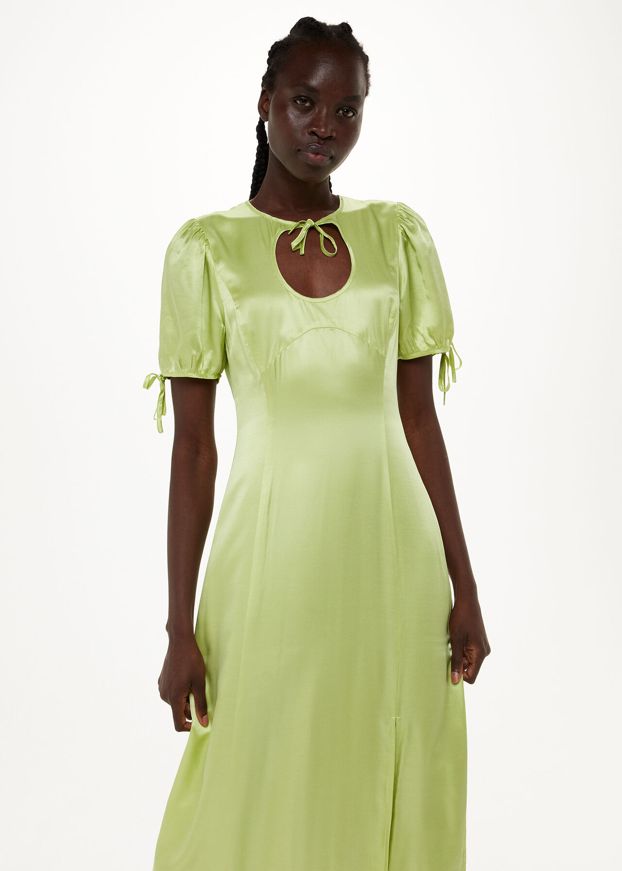 Lemon Keyhole Satin Midi Dress | WHISTLES