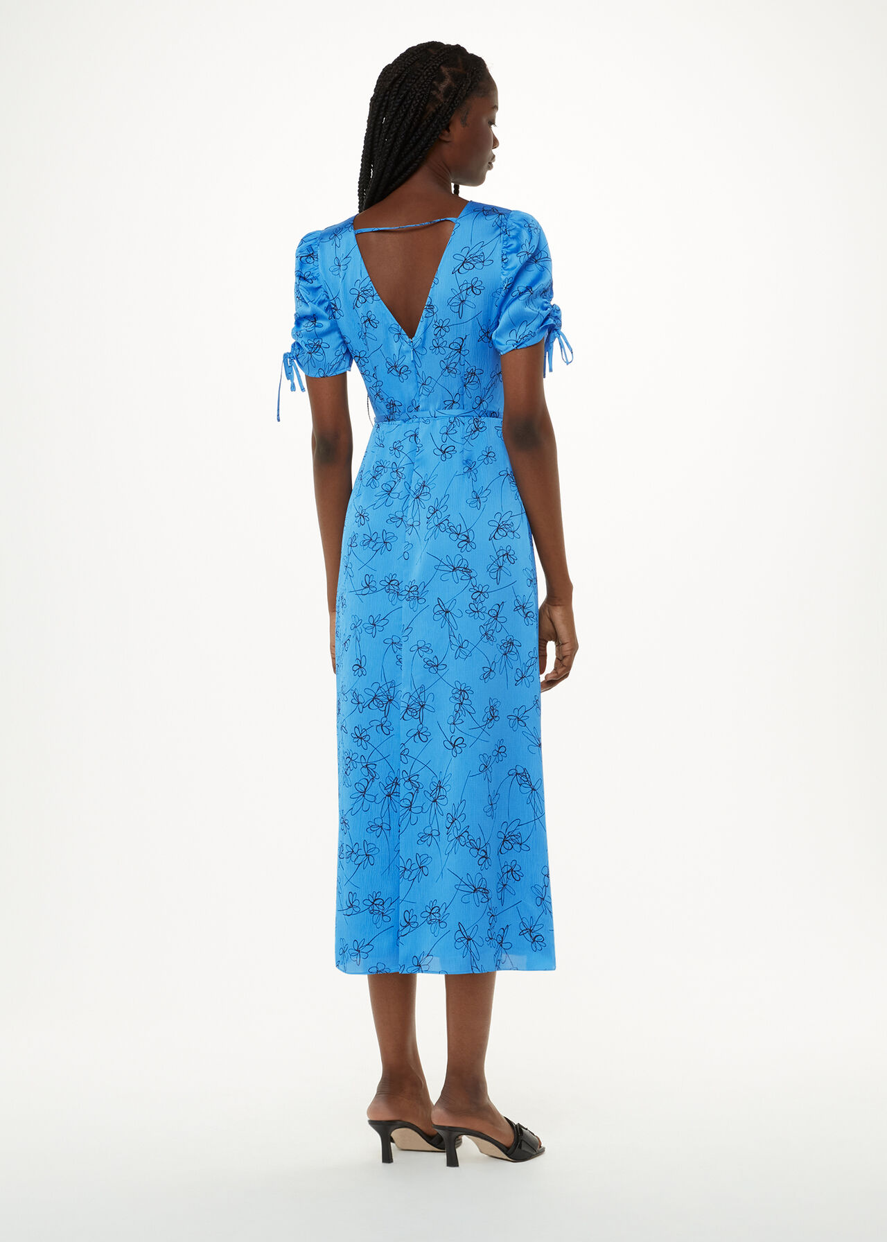 Blue/Multi Daisy Print Poplin Dress, WHISTLES