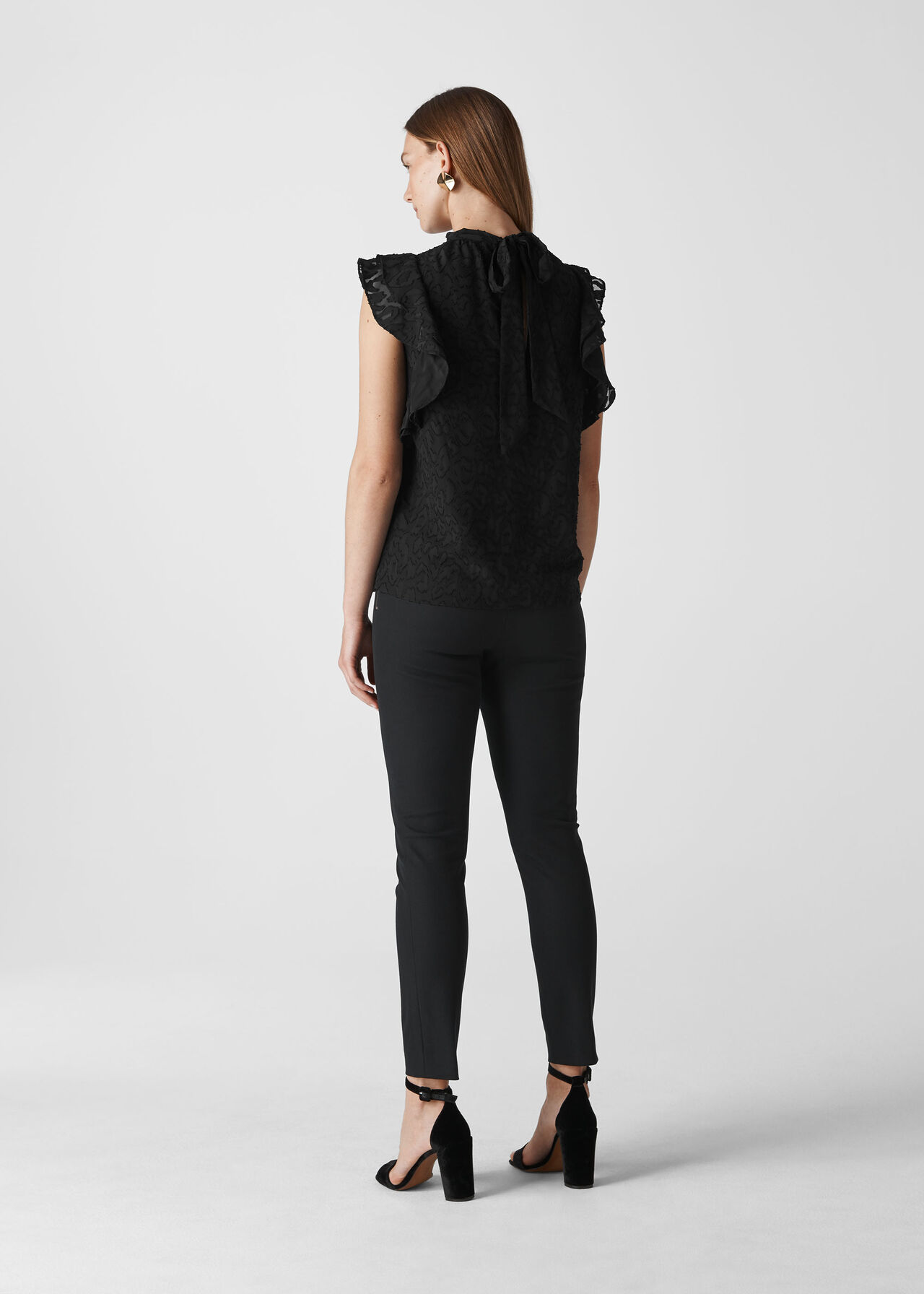 Animal Devore Frill Top Black