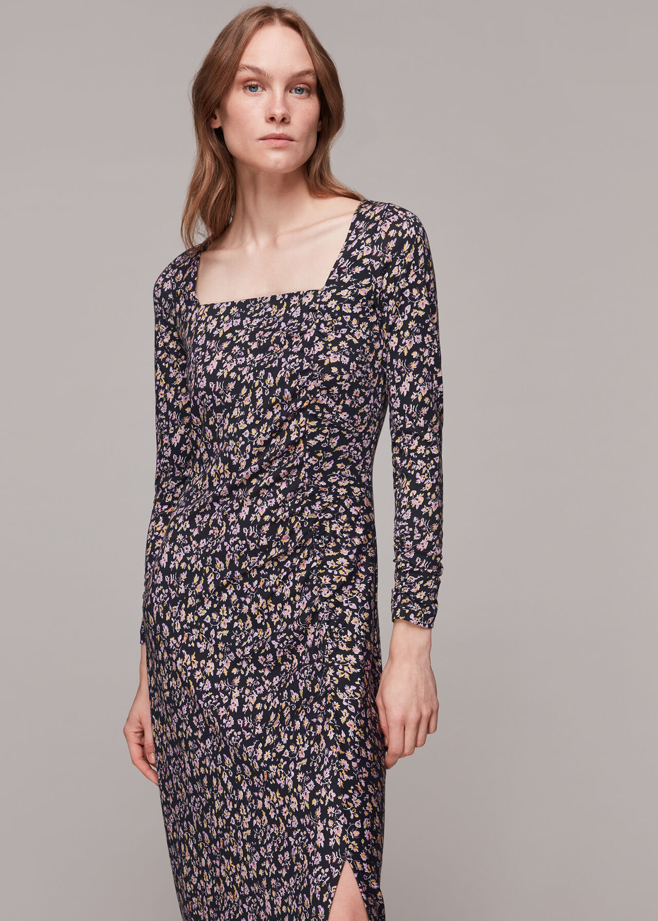 Trailing Floral Jersey Dress