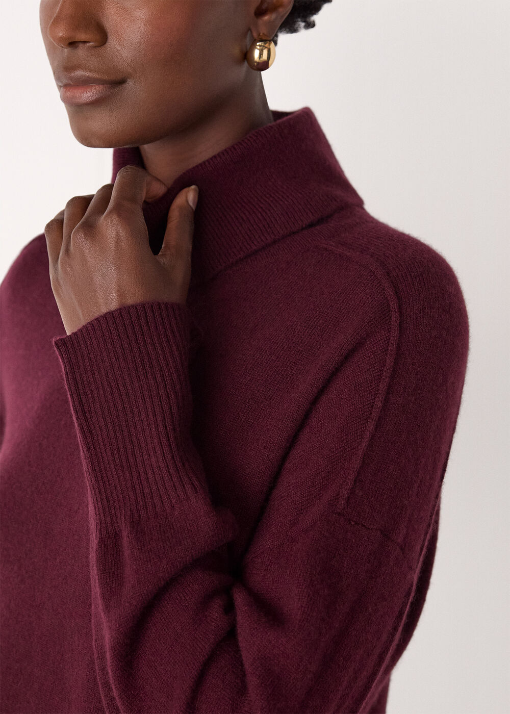 Cashmere Seam Roll Neck Knit