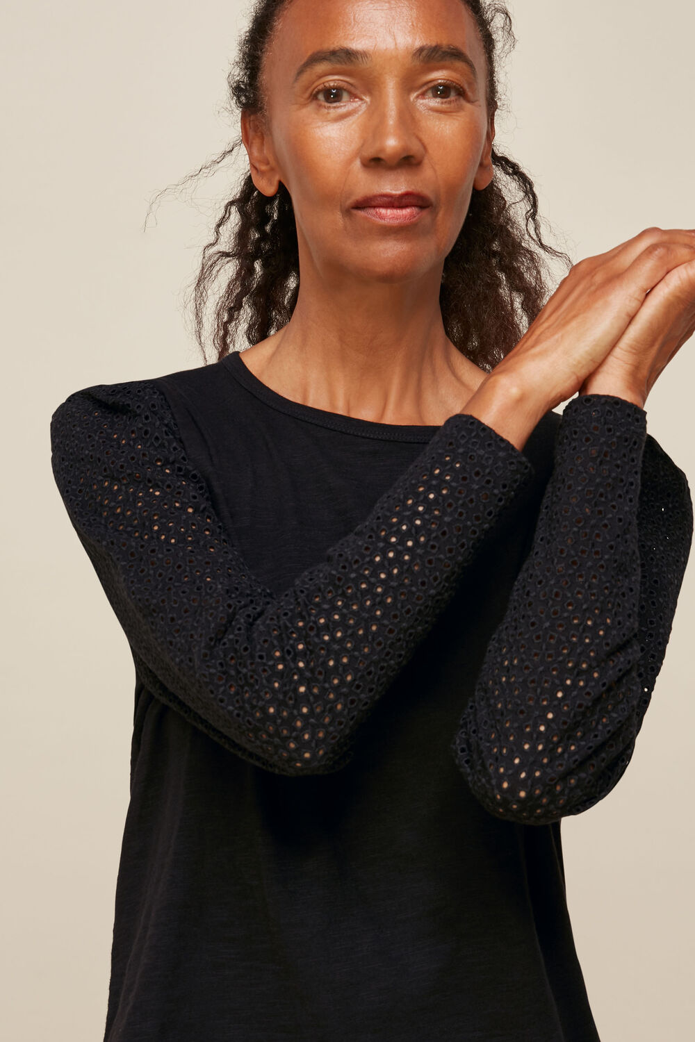 Long Sleeve Broderie Top