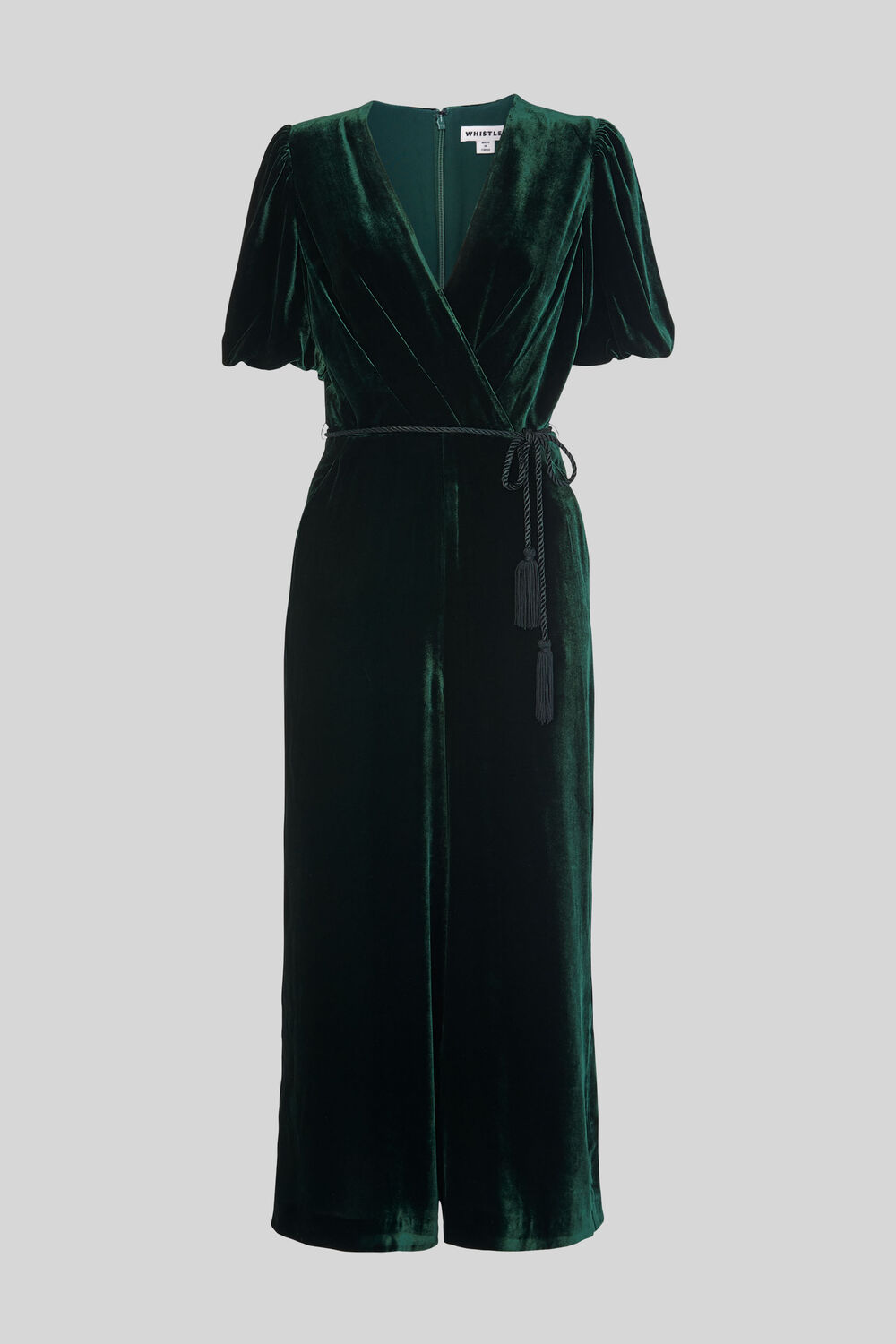 Layla Silk Velvet Jumpsuit Dark Green
