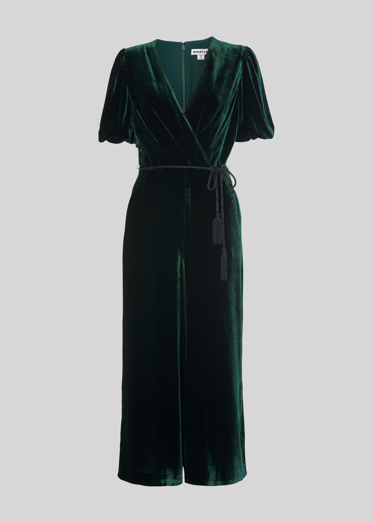 Layla Silk Velvet Jumpsuit Dark Green