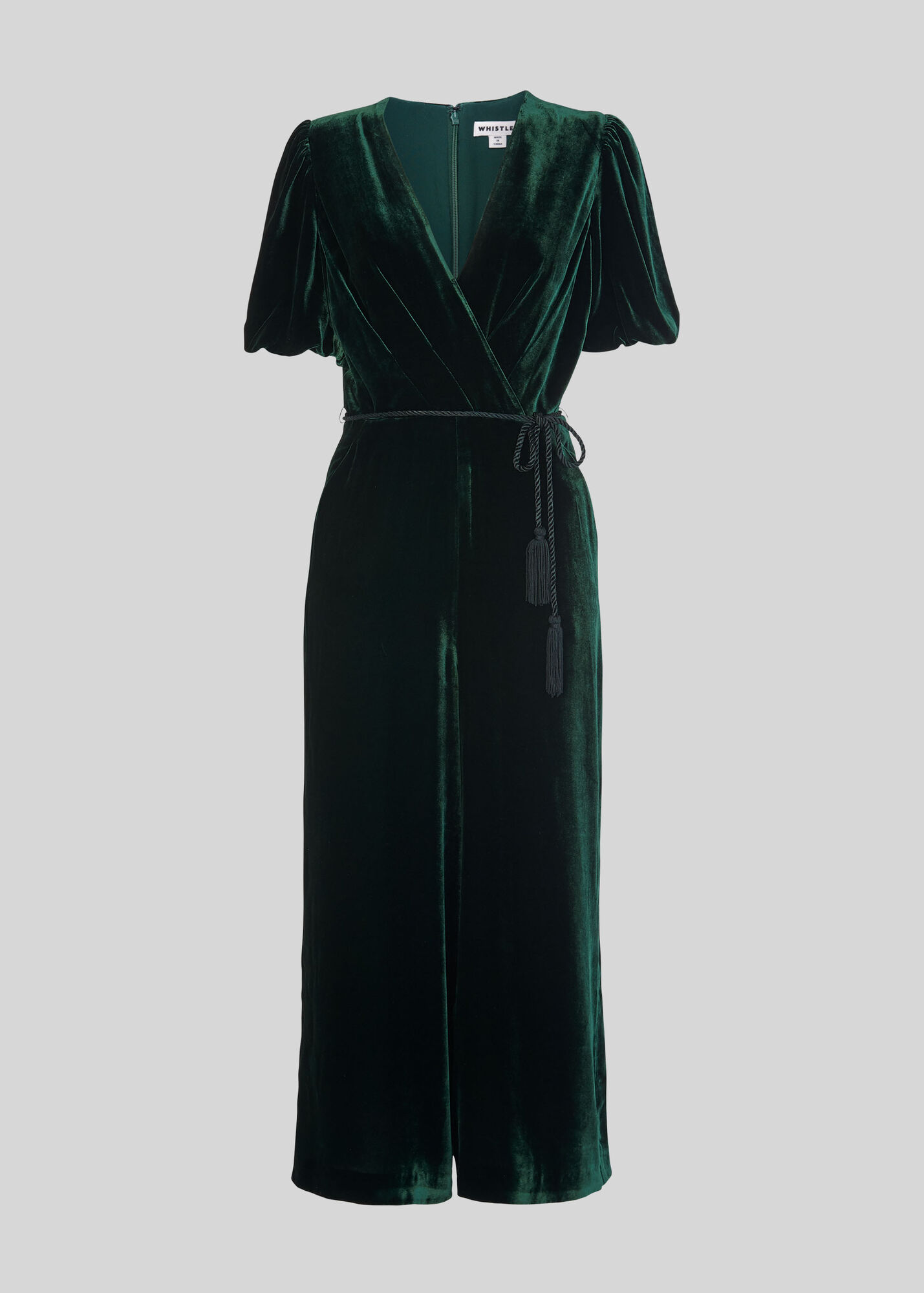 Dark Green Layla Silk Velvet Jumpsuit WHISTLES