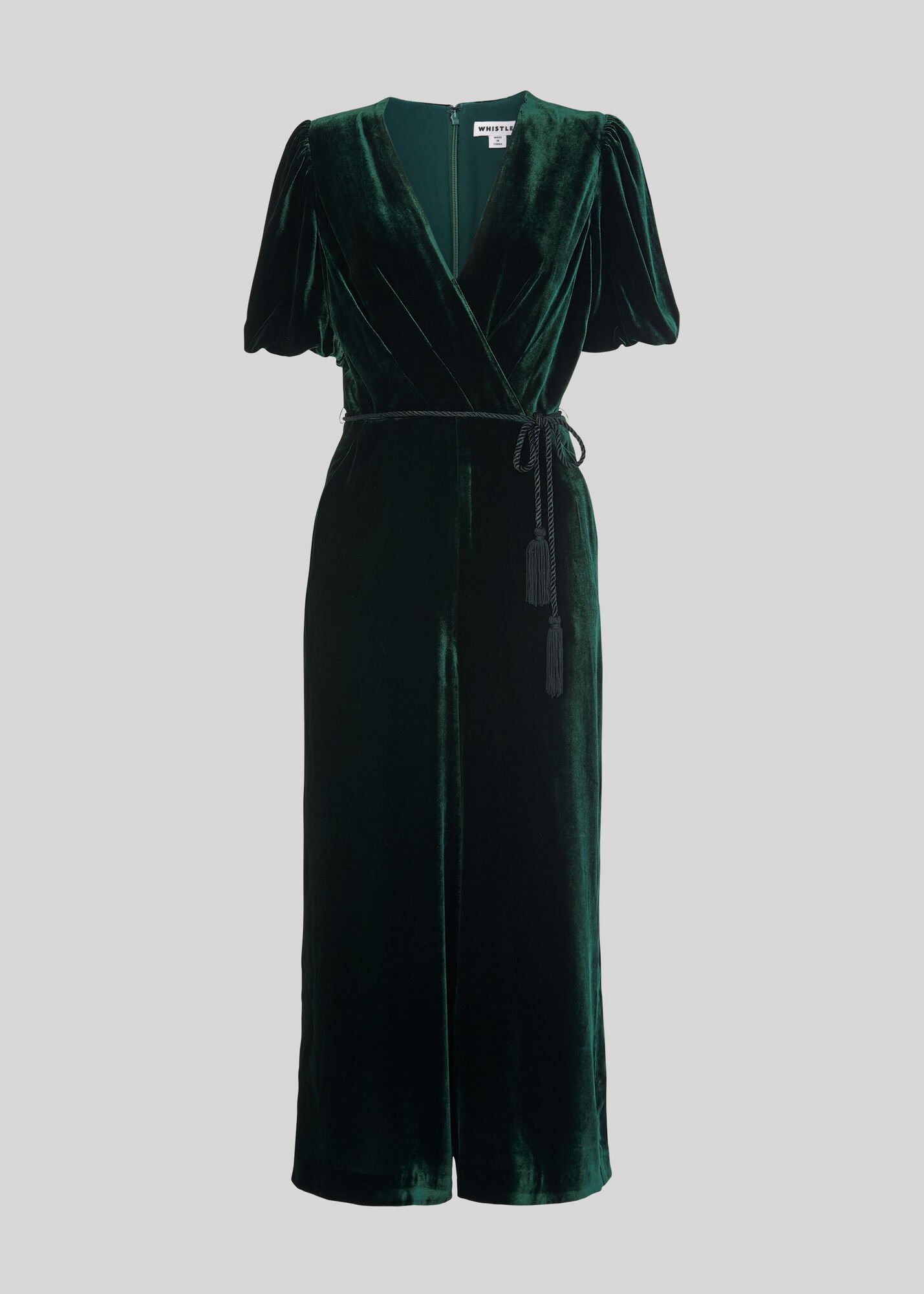 Dark Green Layla Silk Velvet Jumpsuit | WHISTLES