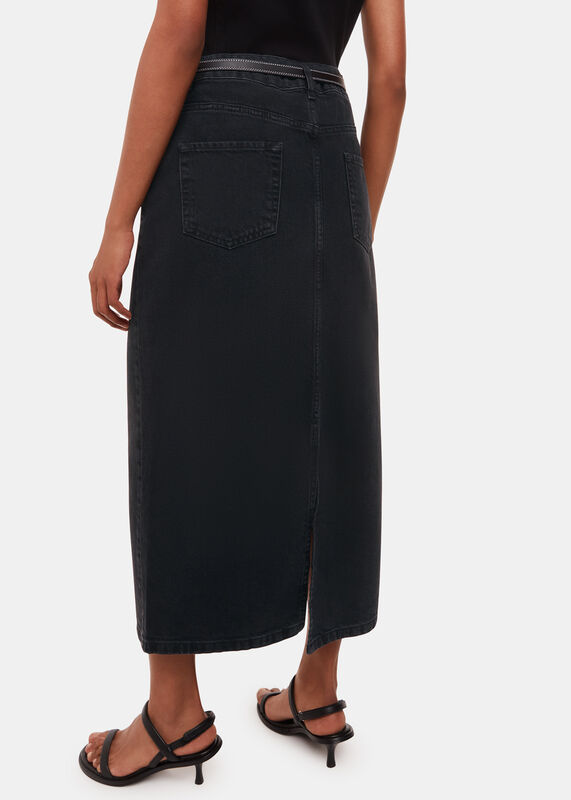 Petite Straight Denim Midi Skirt