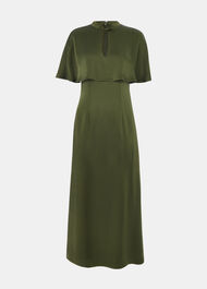 Cape Satin Midi Dress