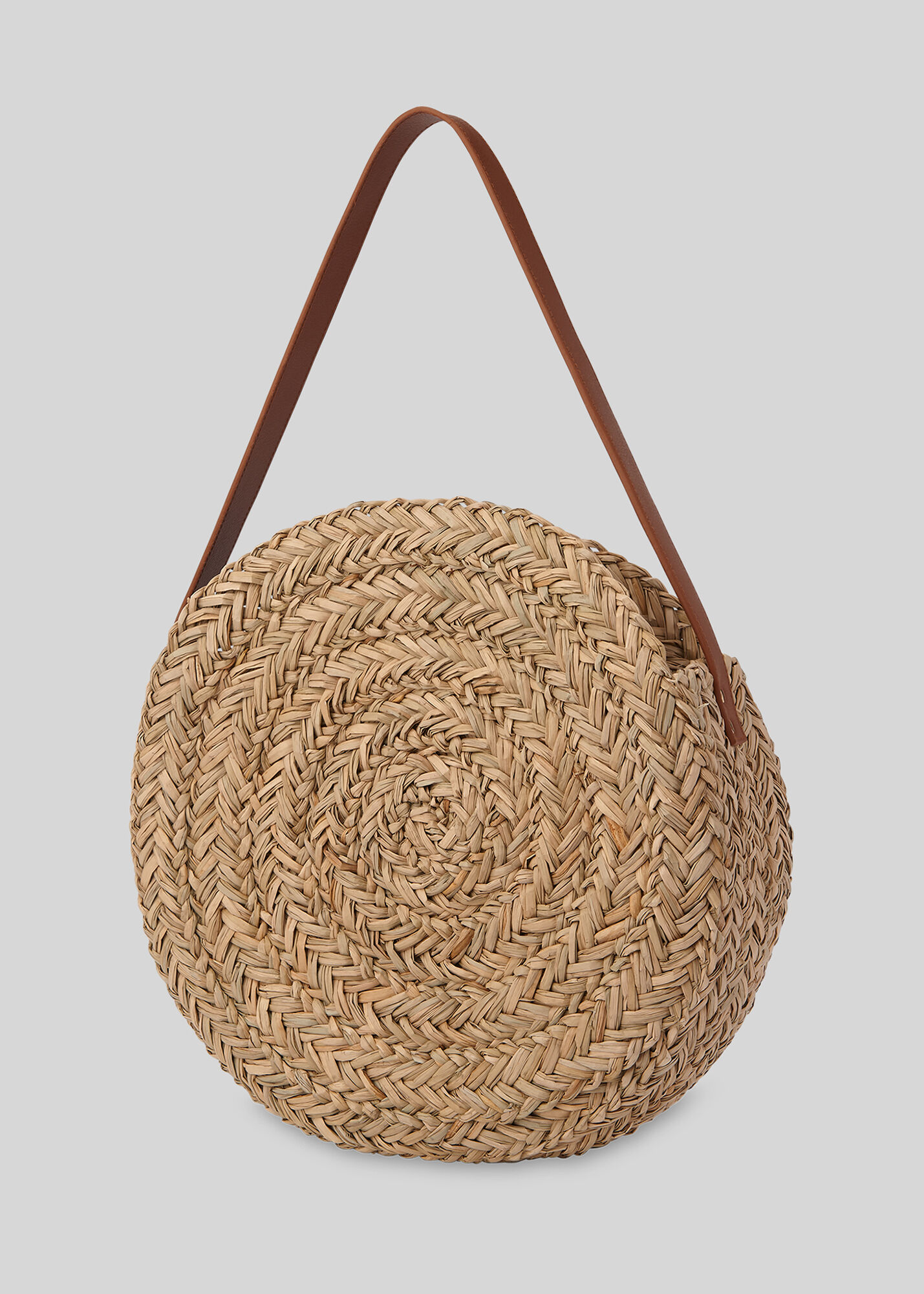 Neutral Etty Large Circular Straw Bag