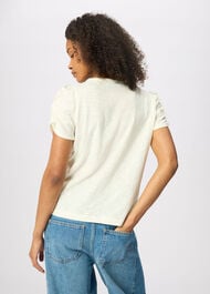 Round Neck Gathered Sleeve Tee