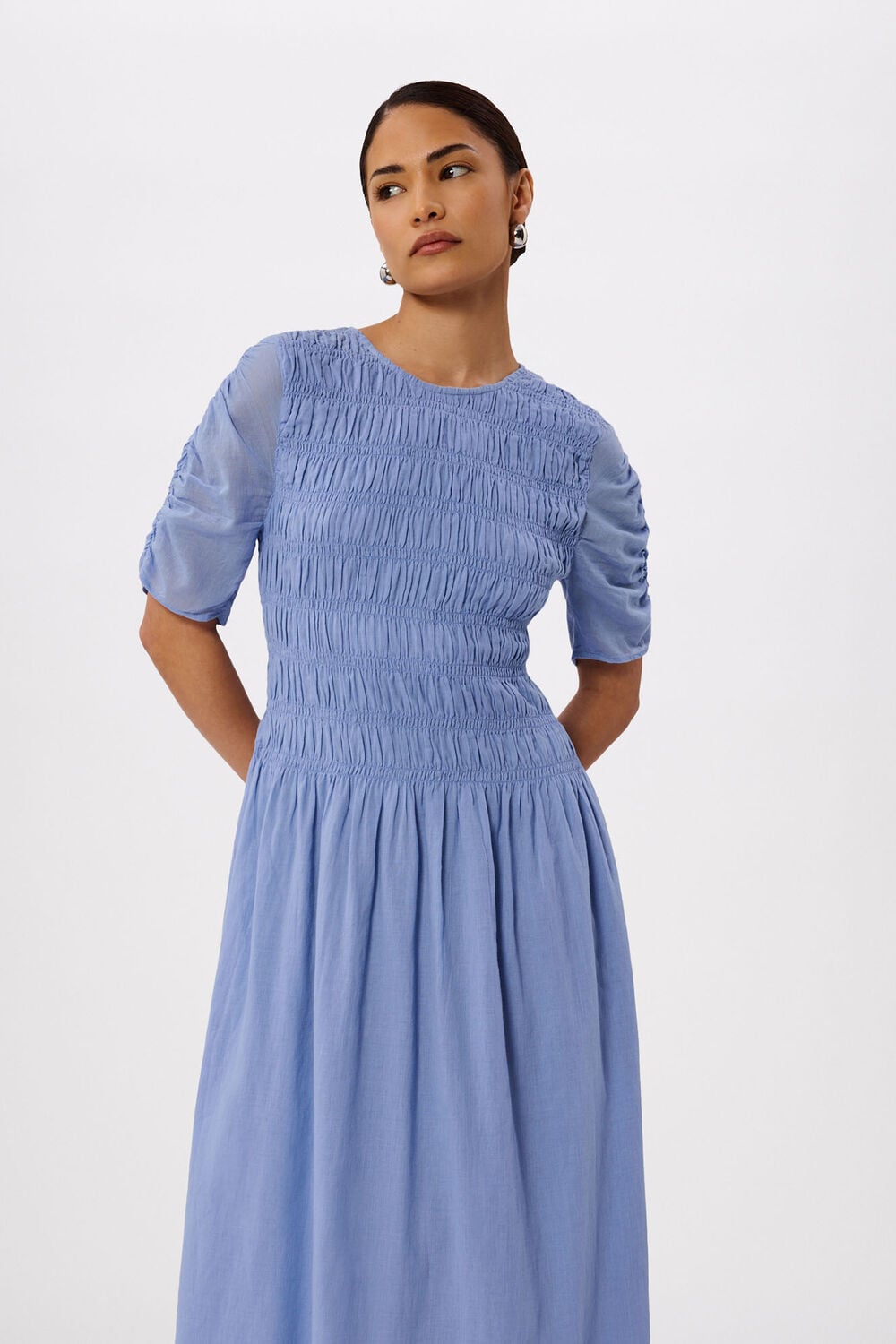 Pale Blue Petite Avery Smocked Dress