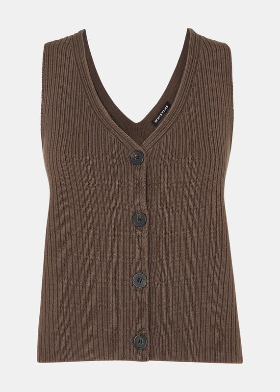 Chocolate Button Front V Neck Tank