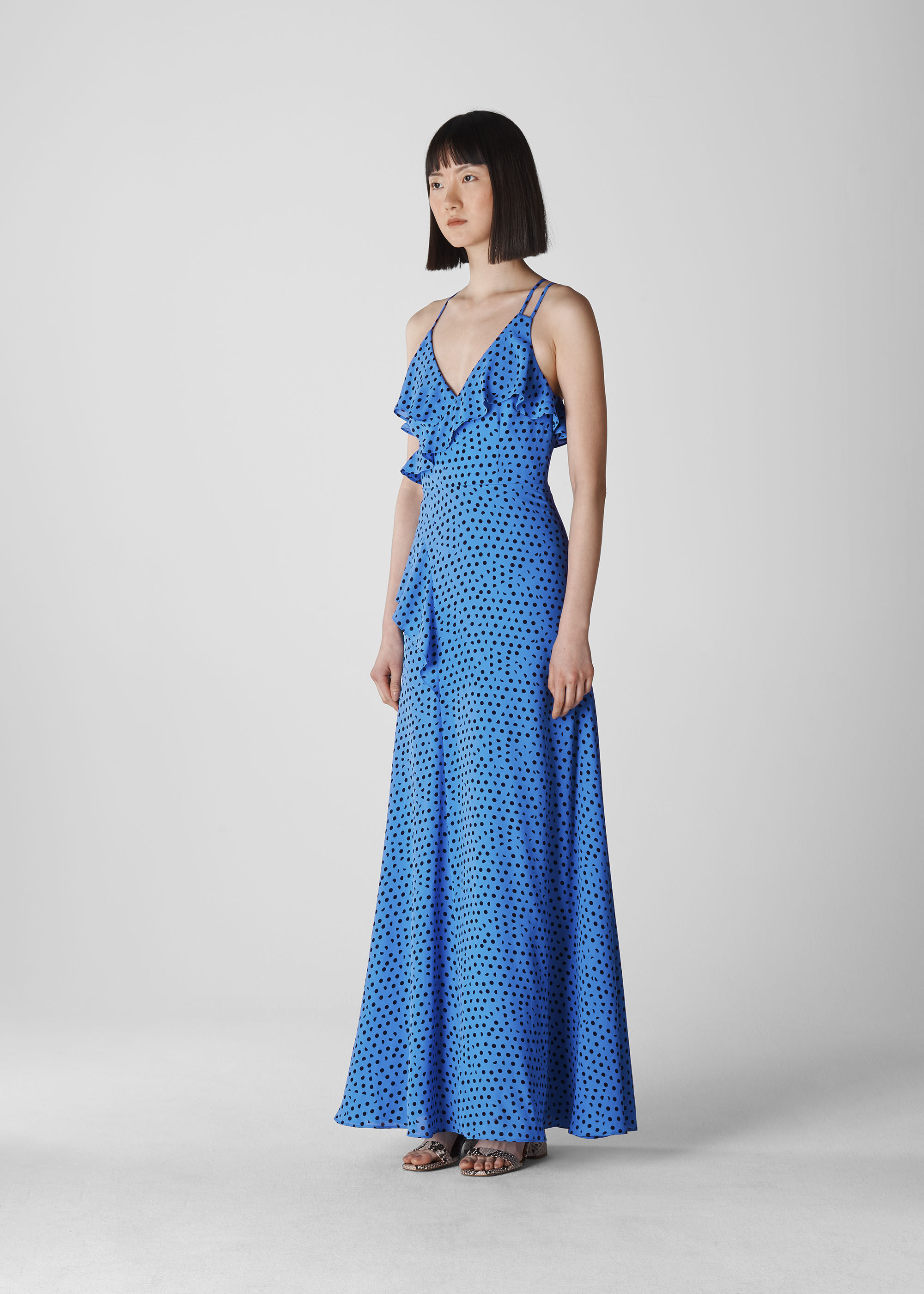 Blue/Multi Lunar Spot Maxi Dress 