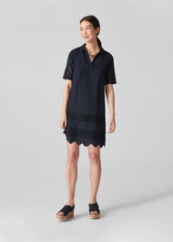 Broderie Shirt Dress Navy