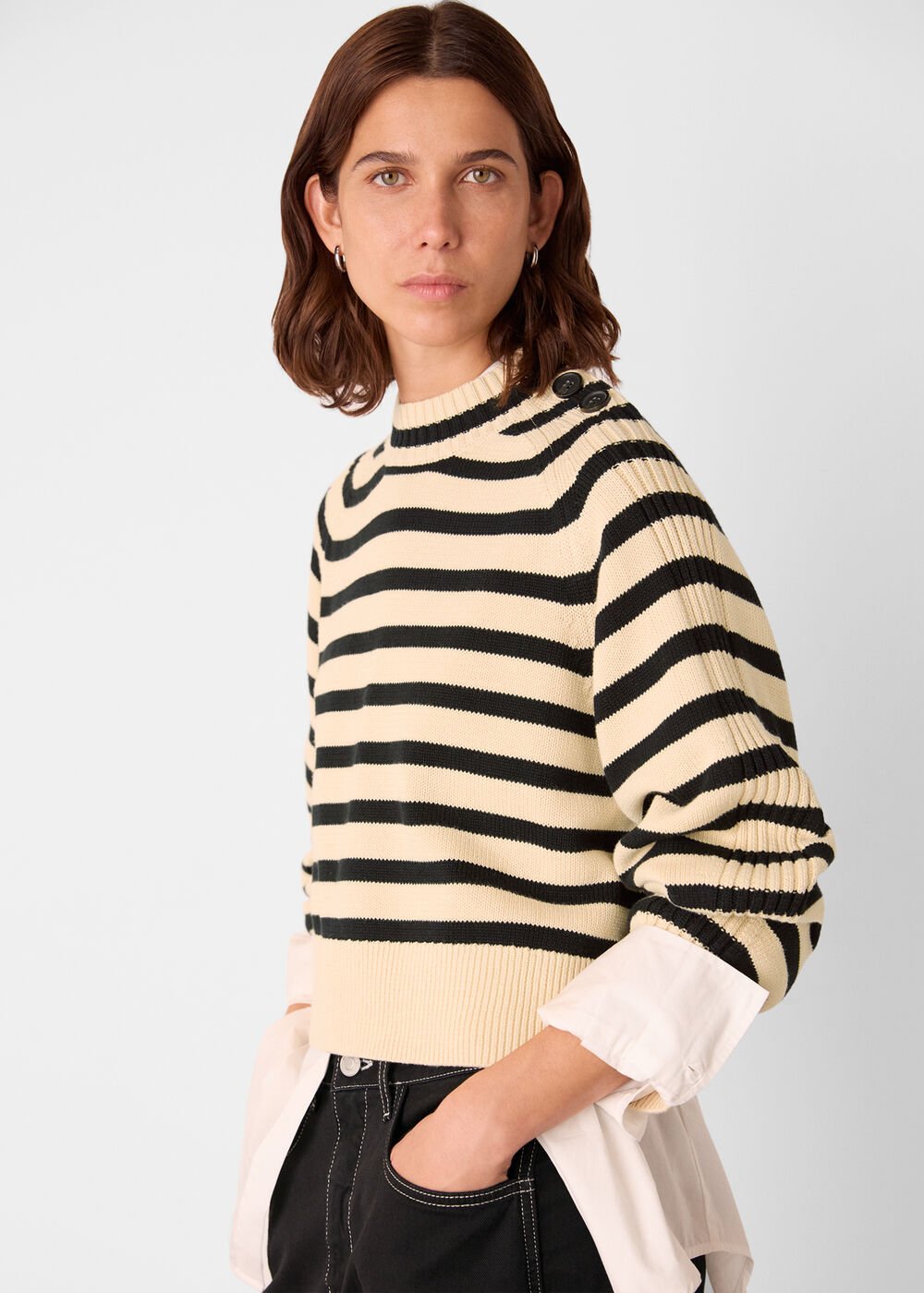 Stripe Detail Cotton Knit