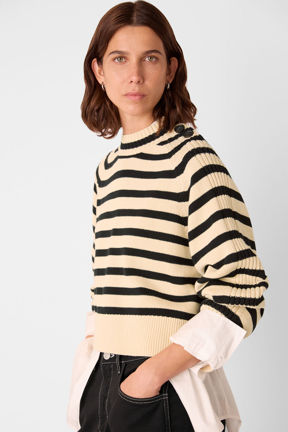 Stripe Detail Cotton Knit