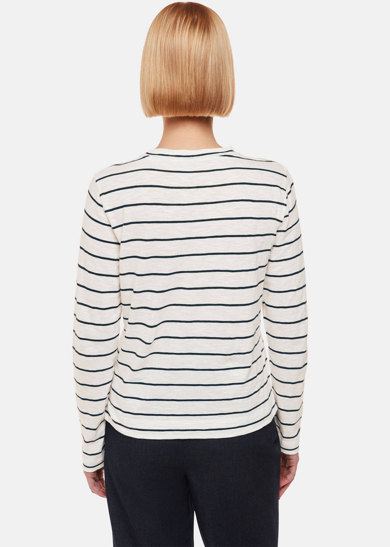 Stripe Crew Neck Pocket Top