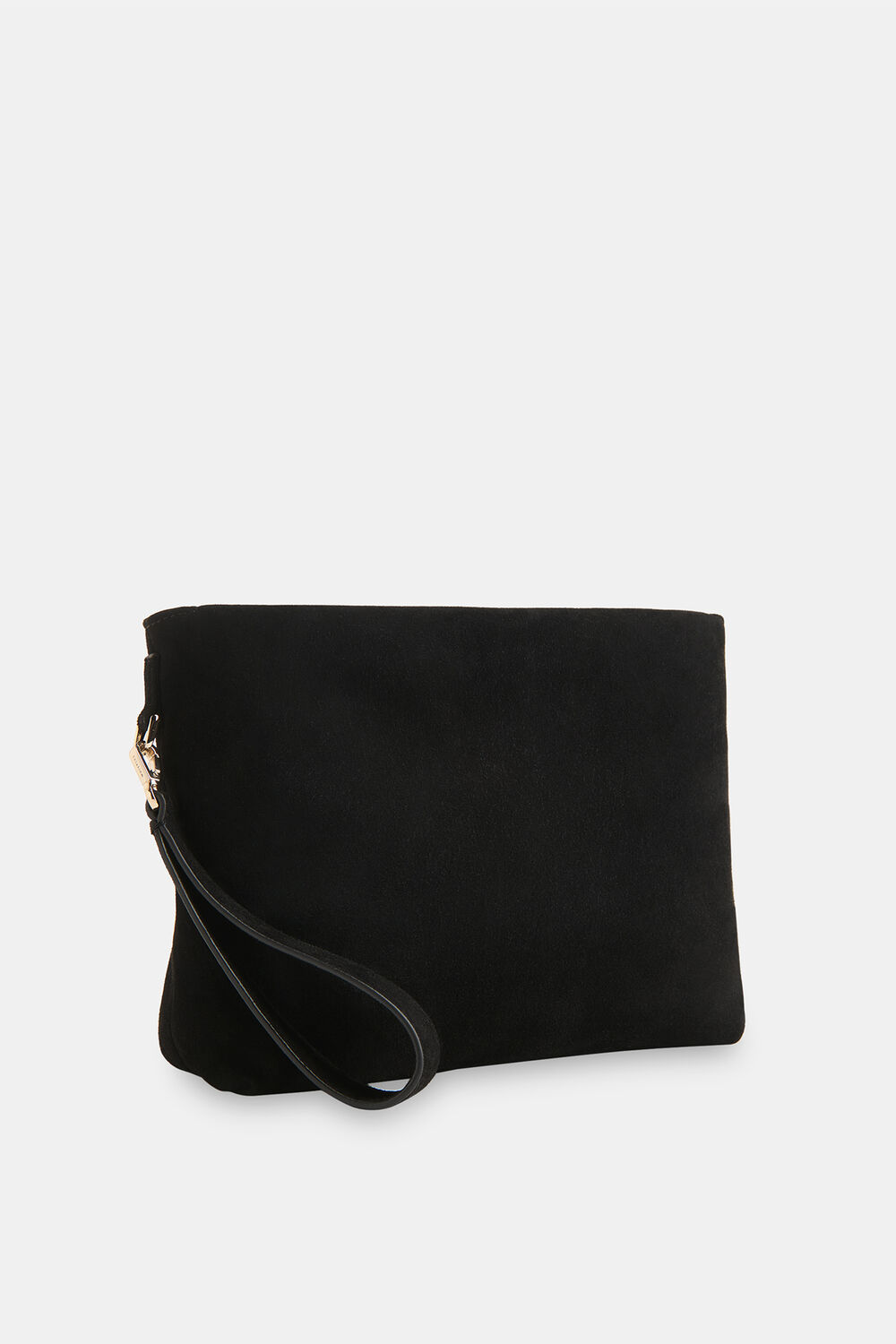Avah Zip Top Suede Clutch
