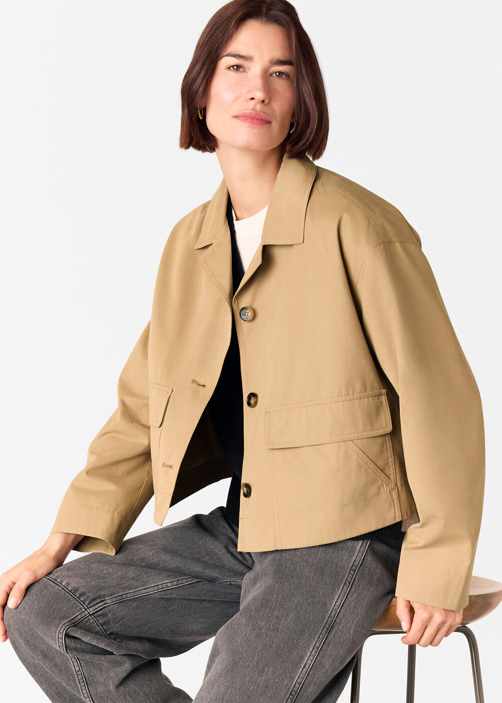 Short Cotton Trench Jacket