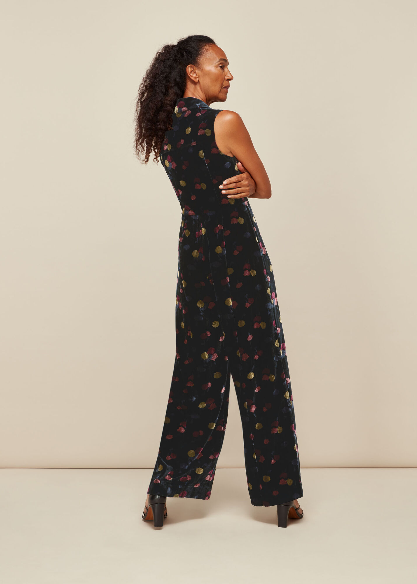 Black/Multi Velvet Printed Jumpsuit WHISTLES