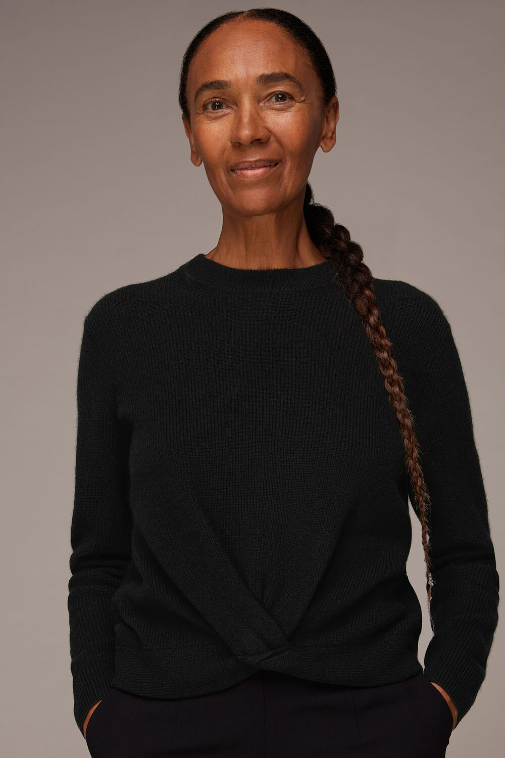 Twist Front Wool Cashmere Knit