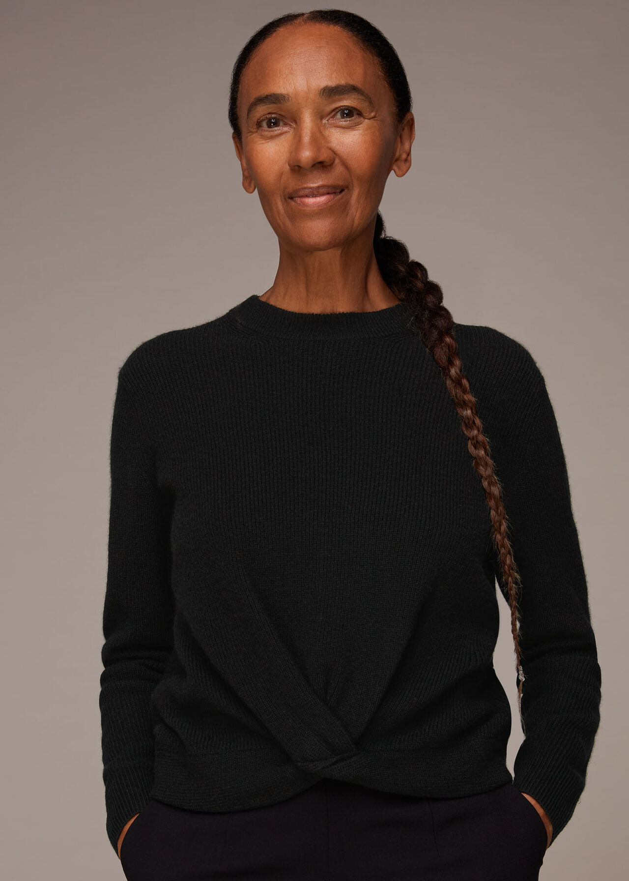 Twist Front Wool Cashmere Knit