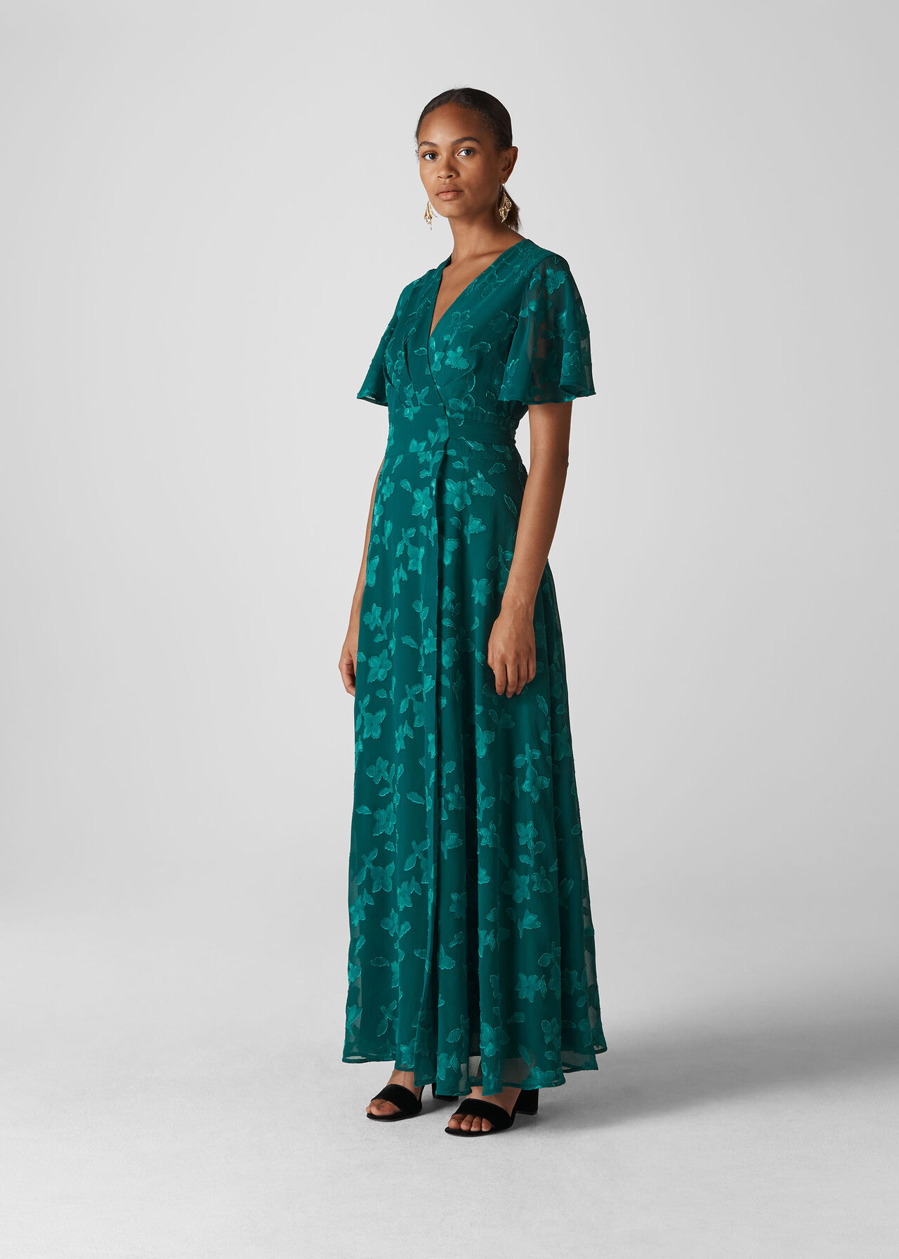 Green Robyn Jacquard Maxi Dress, WHISTLES