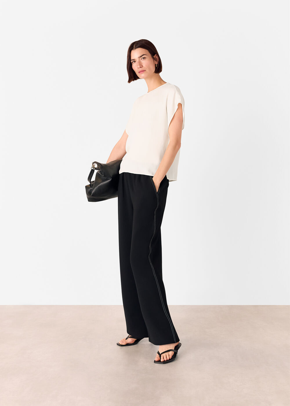 Crepe Stitch Detail Trouser
