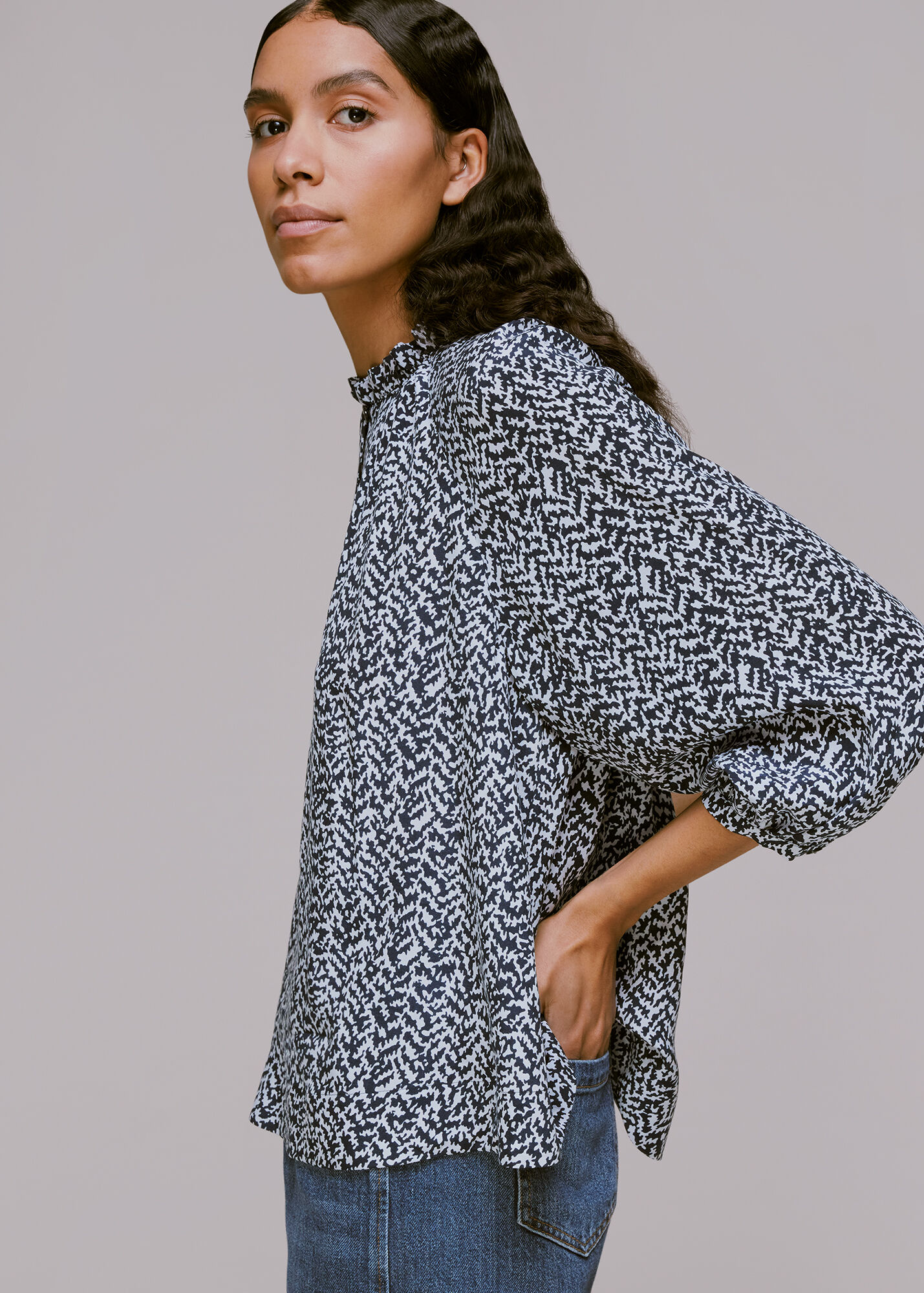 Blue/Multi Zig Zag Print Blouse WHISTLES