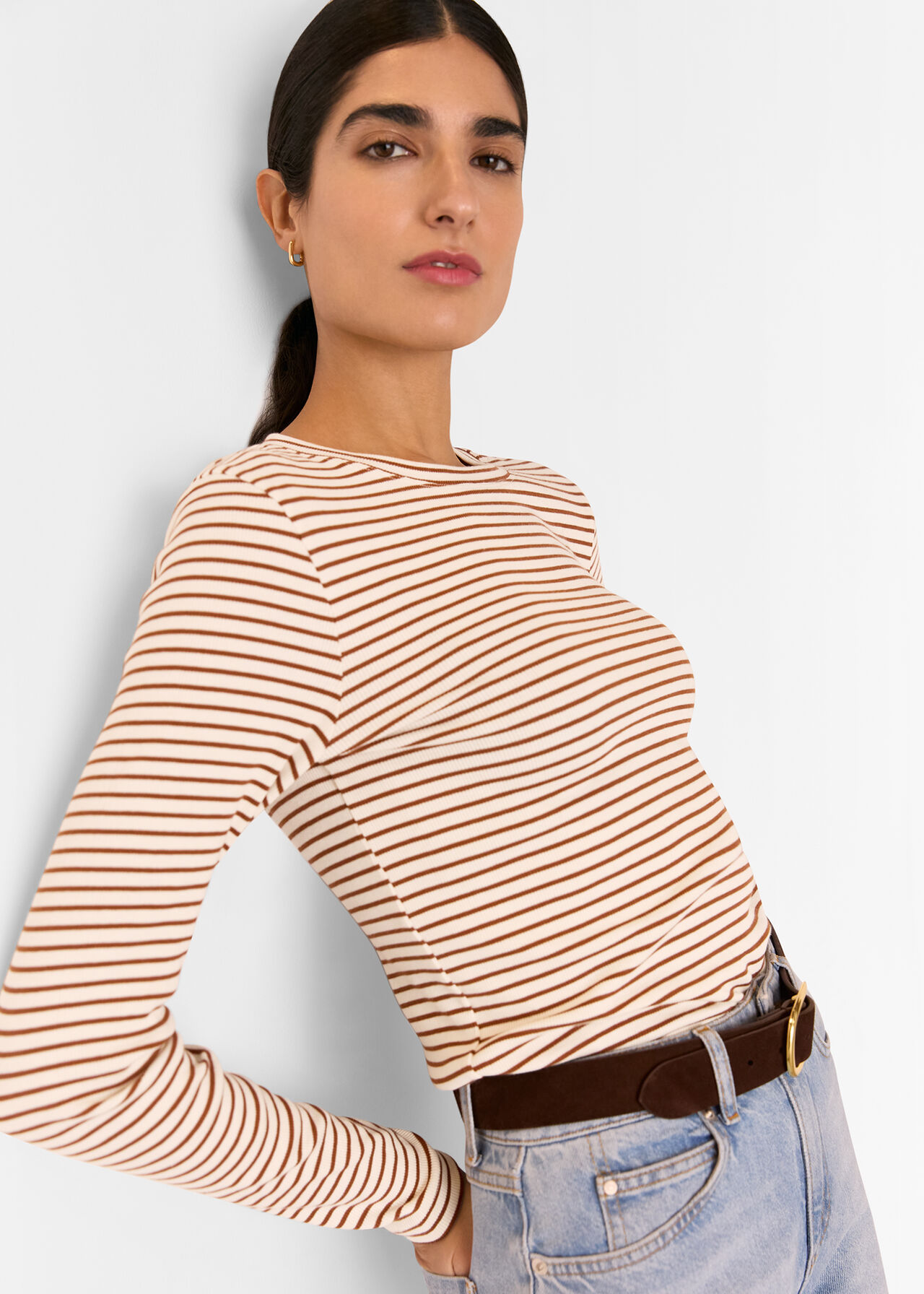 Stripe Crew Neck Jersey Top