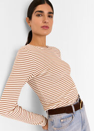 Stripe Crew Neck Jersey Top