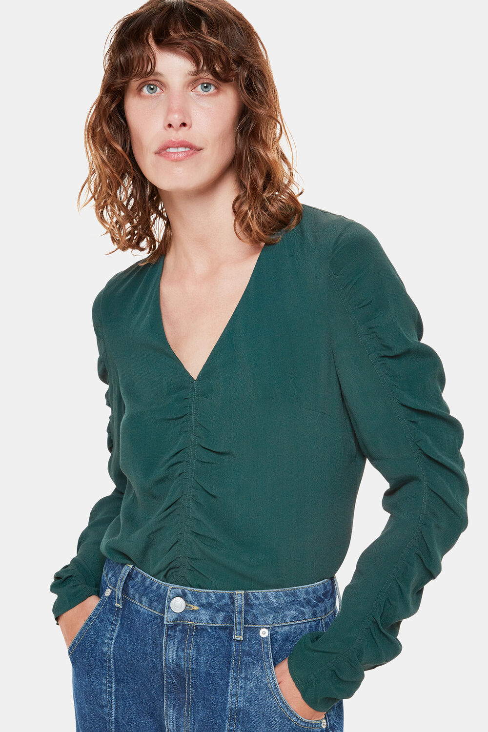 Forest Green Lilly Gather Front Top