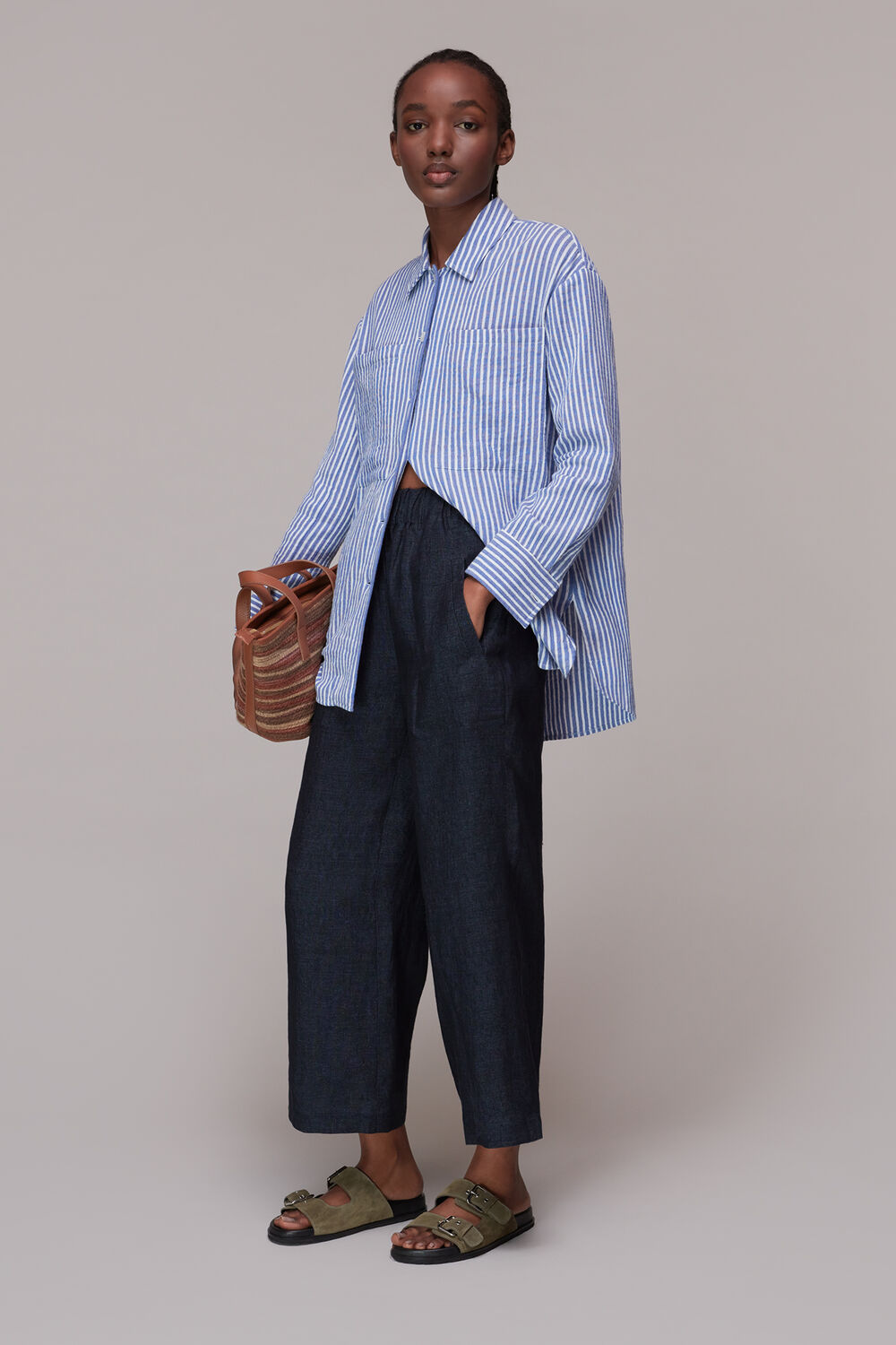 Navy Linen Indigo Trouser