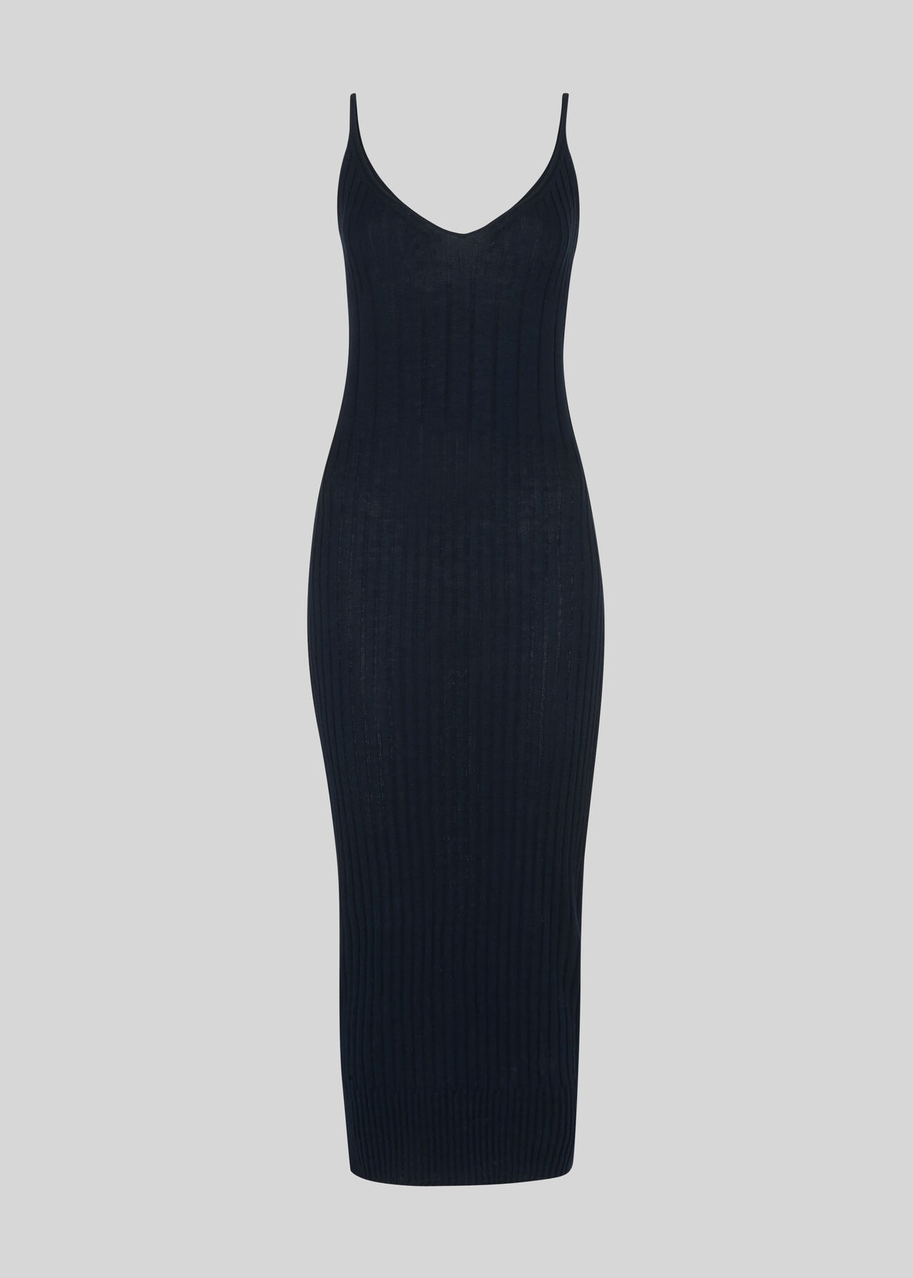 Rib Detail Knitted Cami Dress Navy