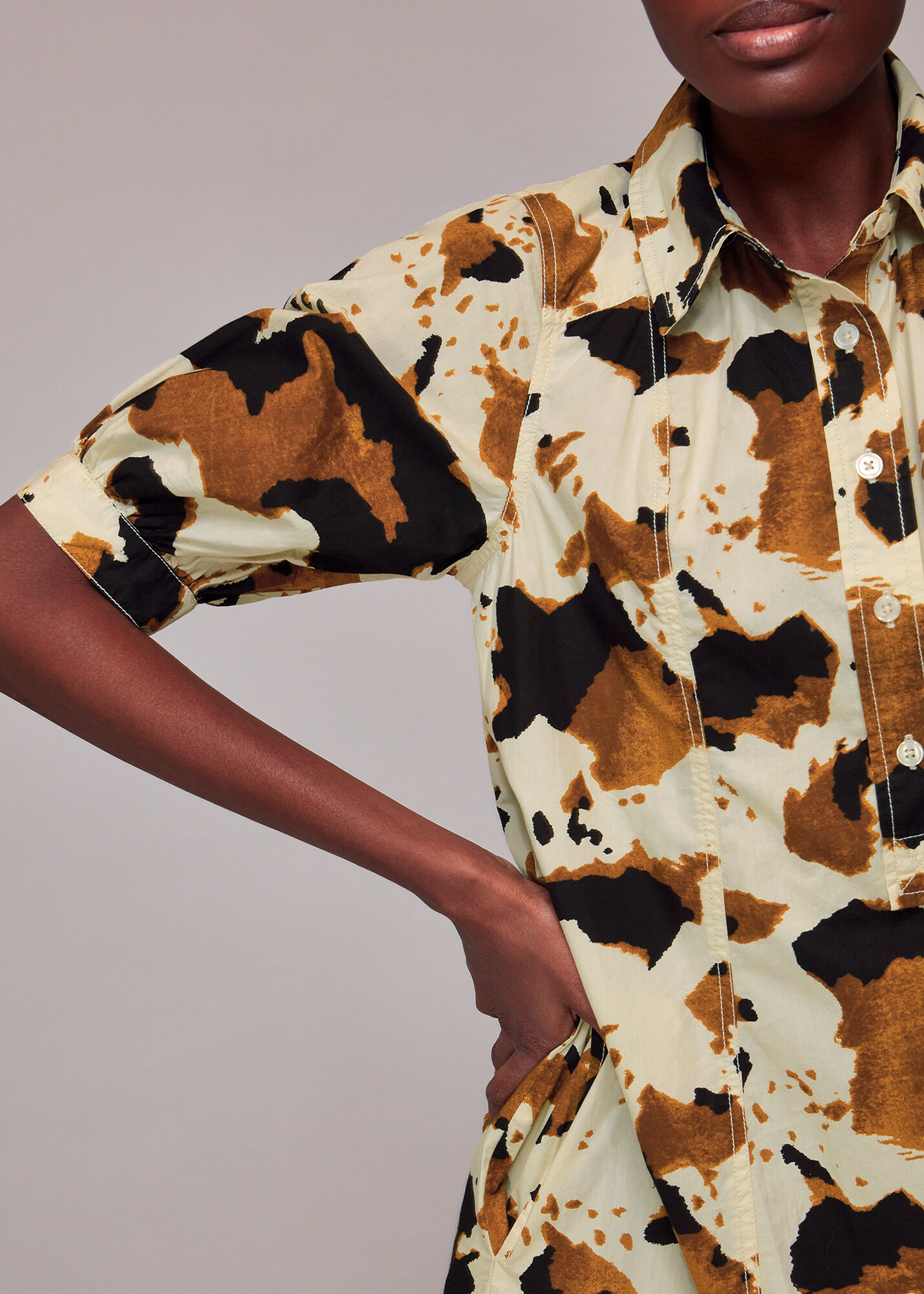 Cow print shirt store dress