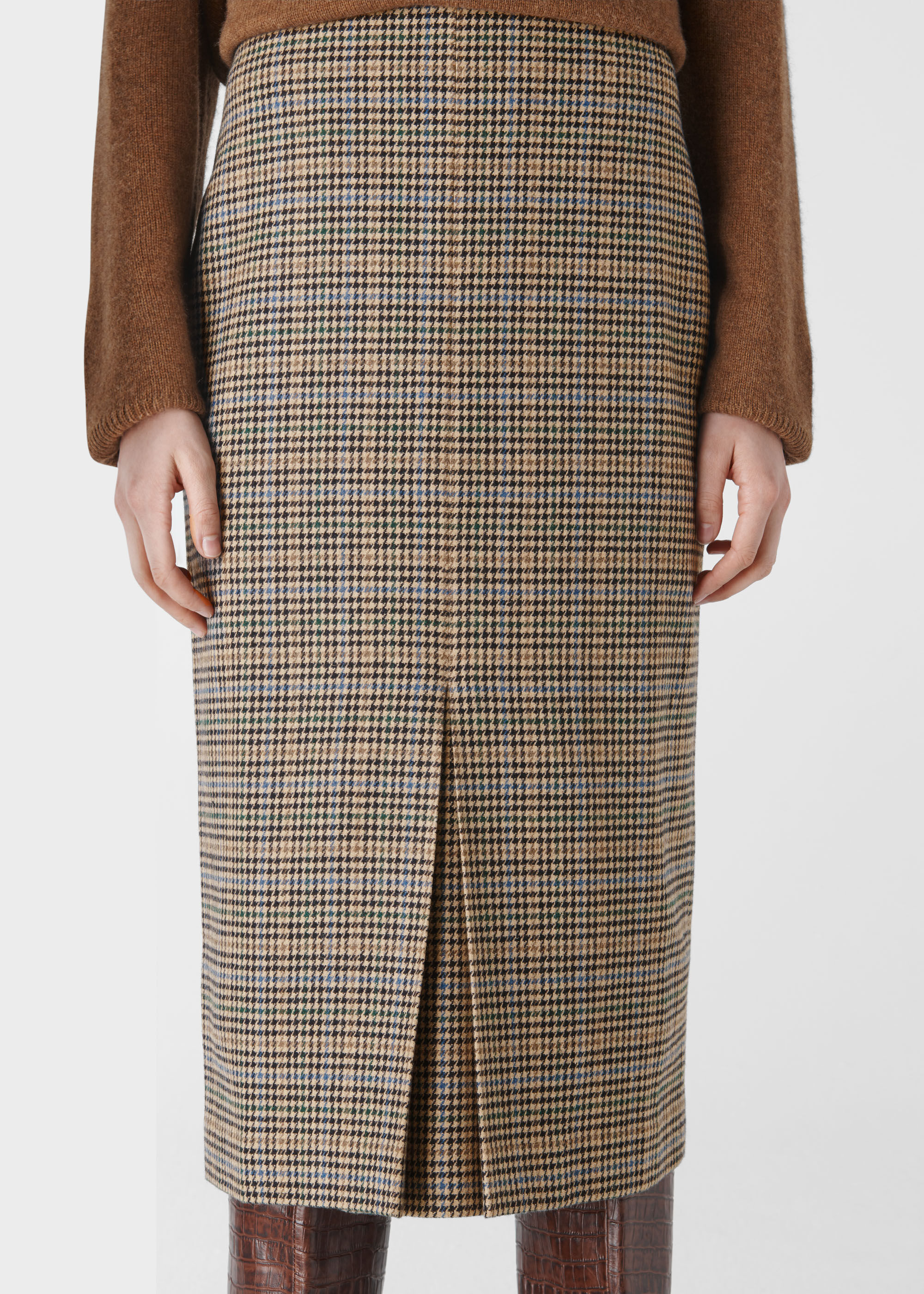 Multicolour Houndstooth Pencil Skirt