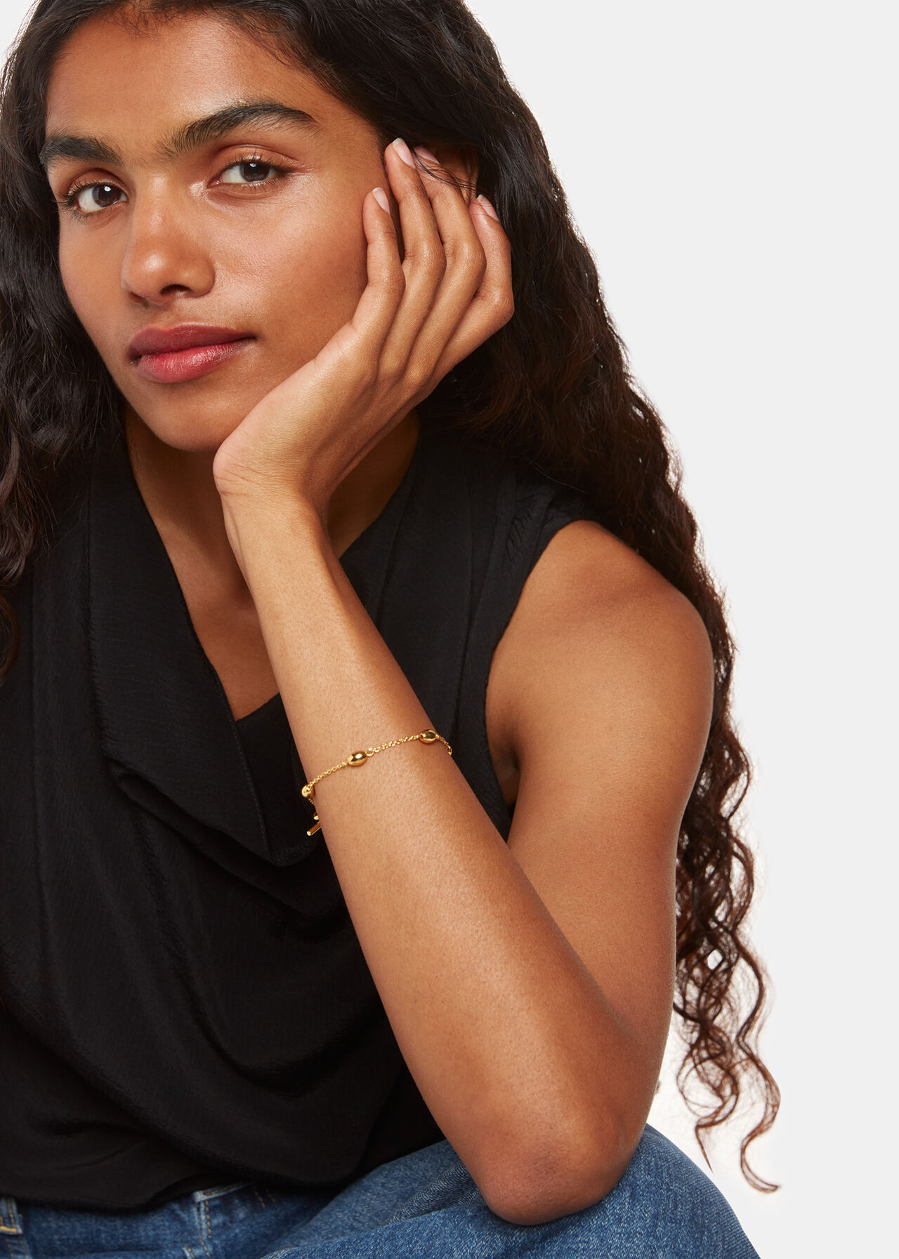 Oval Beaded T Bar Bracelet
