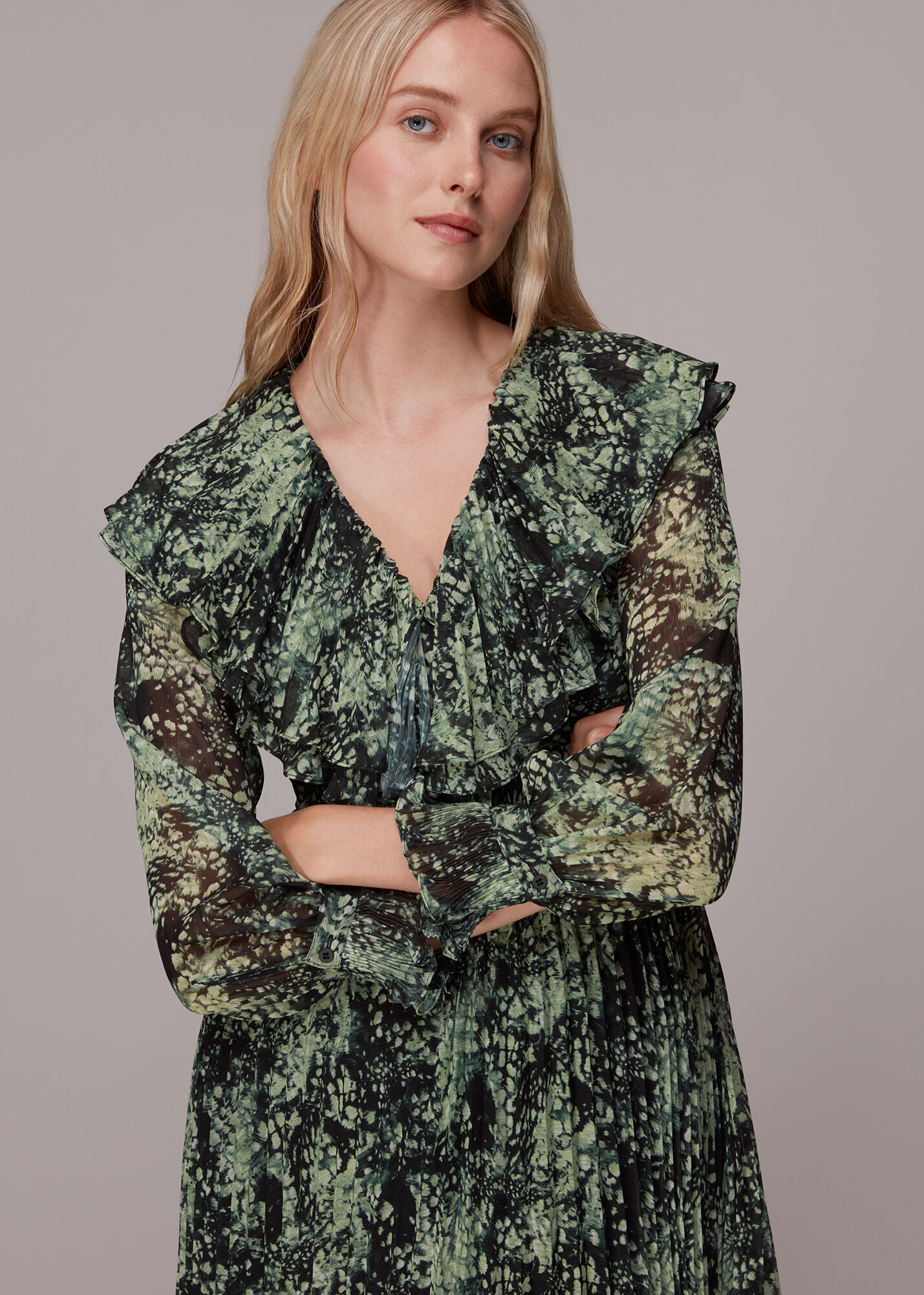 Whistles snow blossom best sale pleated dress