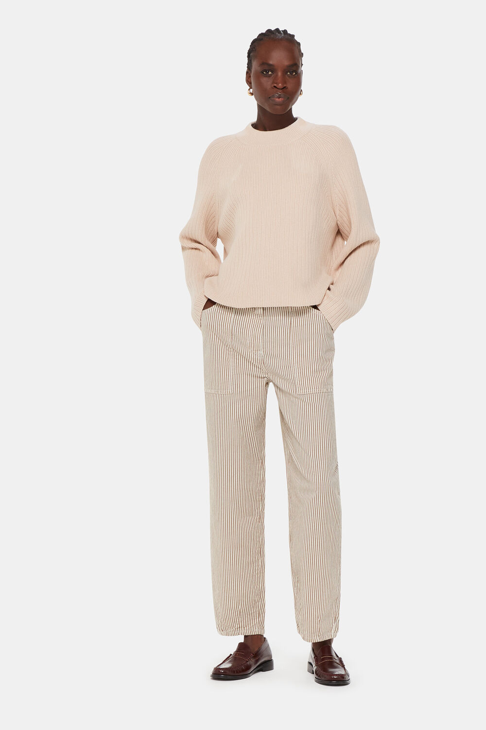 Brown Tessa Stripe Casual Trouser