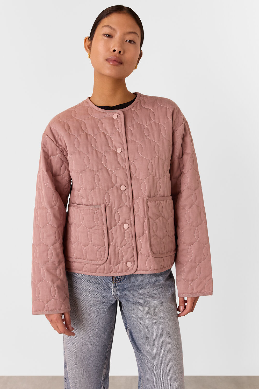 Dusty Pink Petite Maya Cotton Quilted Jacket