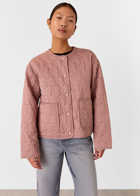 Dusty Pink Petite Maya Cotton Quilted Jacket