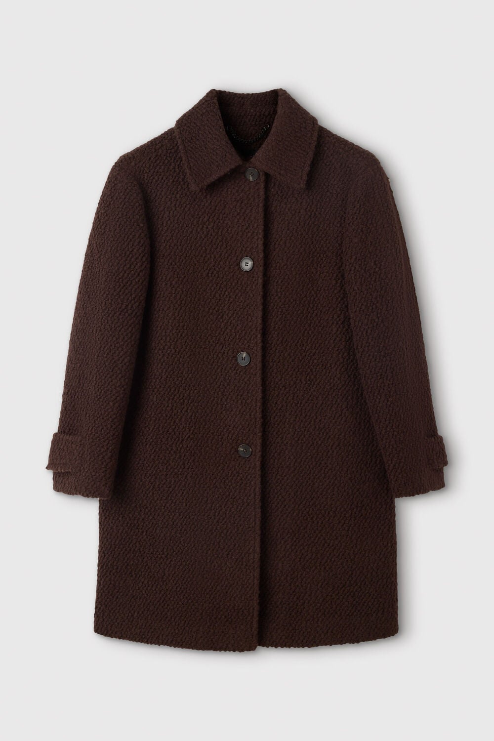 Brown Petite Boucle Wool Car Coat