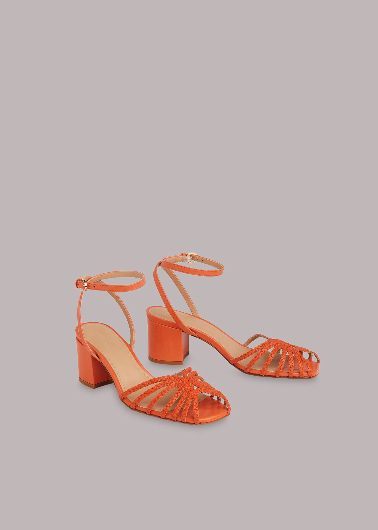 Orange Blakely Plaited Heel Sandal | WHISTLES