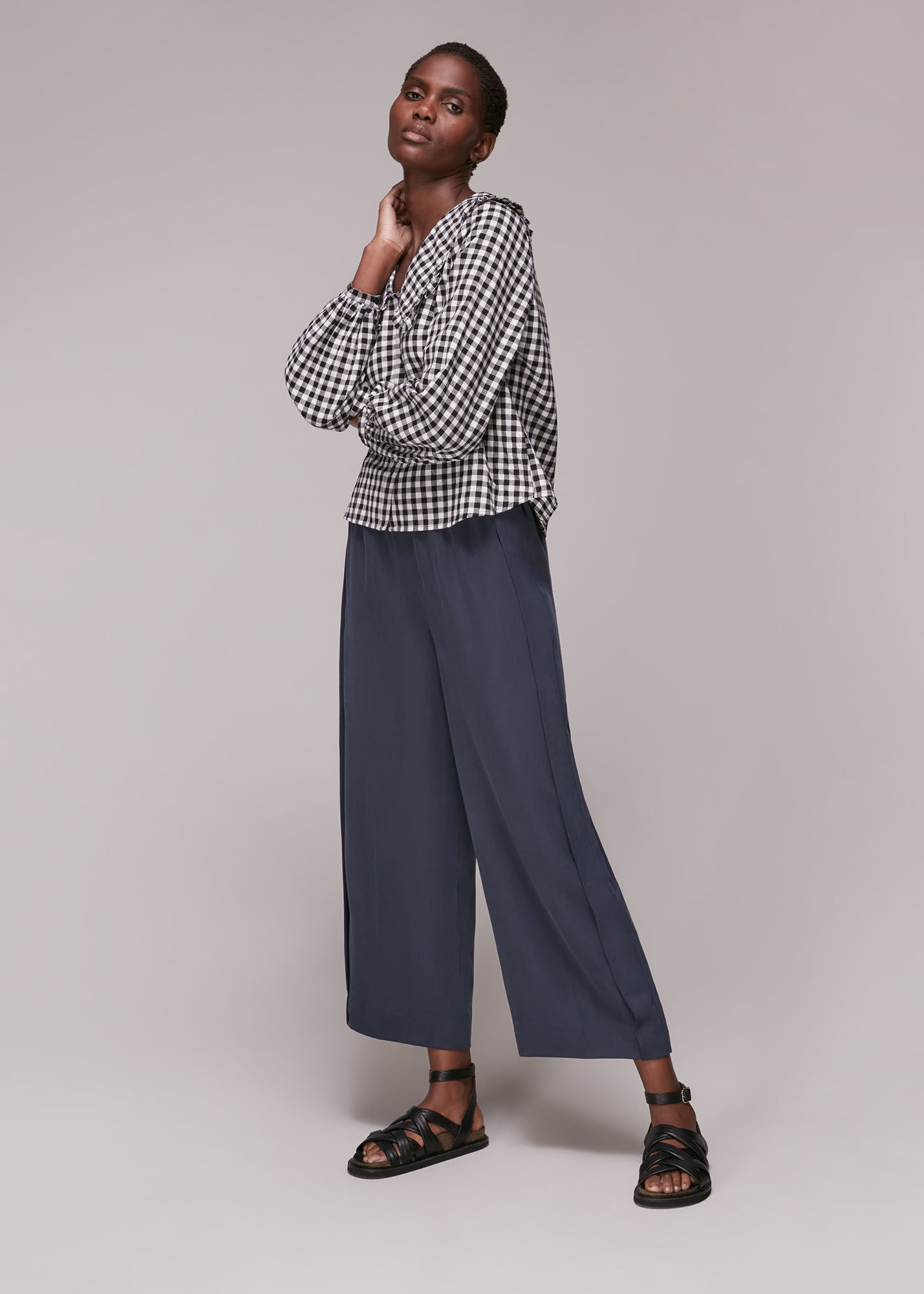 Navy Wide Leg Trousers WHISTLES