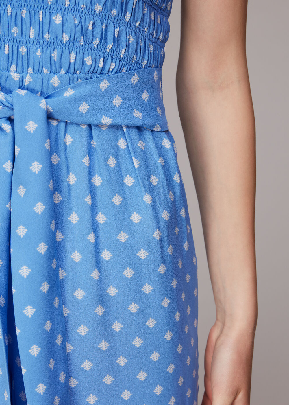Rounded Leaf Shirred Jumpsuit