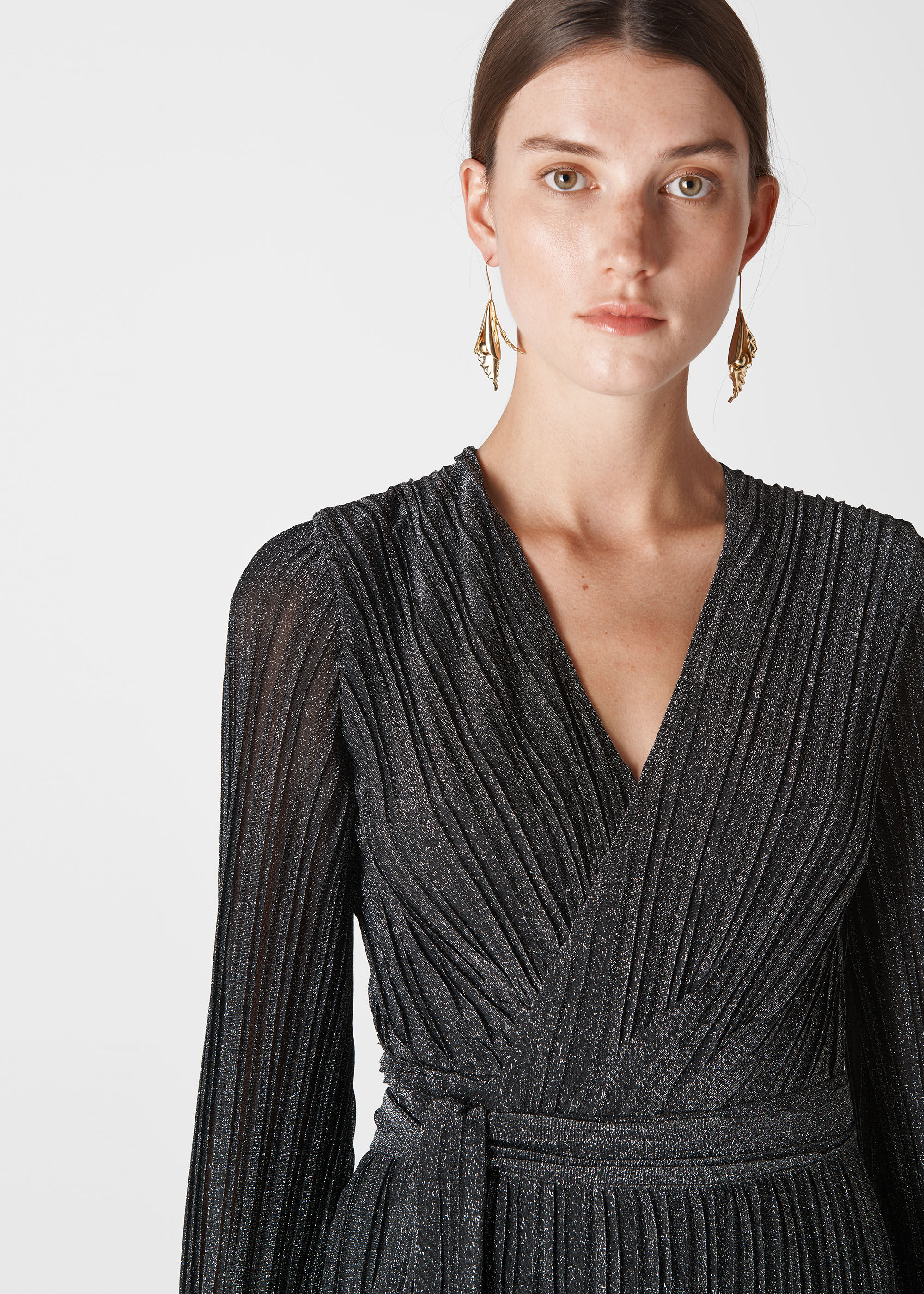 Whistles black wrap dress on sale