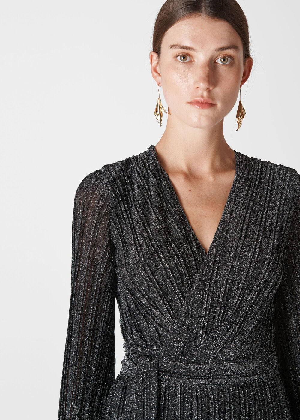 Maia Sparkle Wrap Dress Black