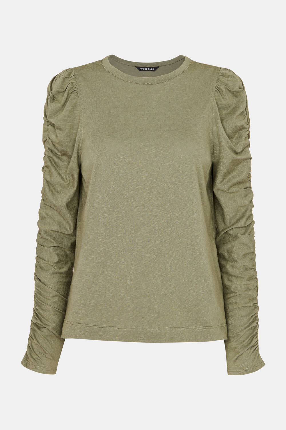 Khaki Ruched Sleeve Top